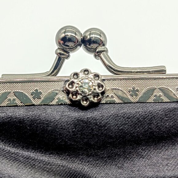 Vintage Lanvin Parfums Black Satin Kiss-Lock Bag - Picture 6 of 8